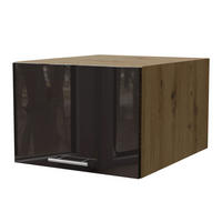 AUFSATZSCHRANK Essen W6B/50 Schwarz Hochglanz / Eiche Artisan Matt 50 / 59 / 36cm - Schwarz Hochglanz/Schwarz, Holz/Holzwerkstoff (50/36/59cm) - Feldmann-Wohnen