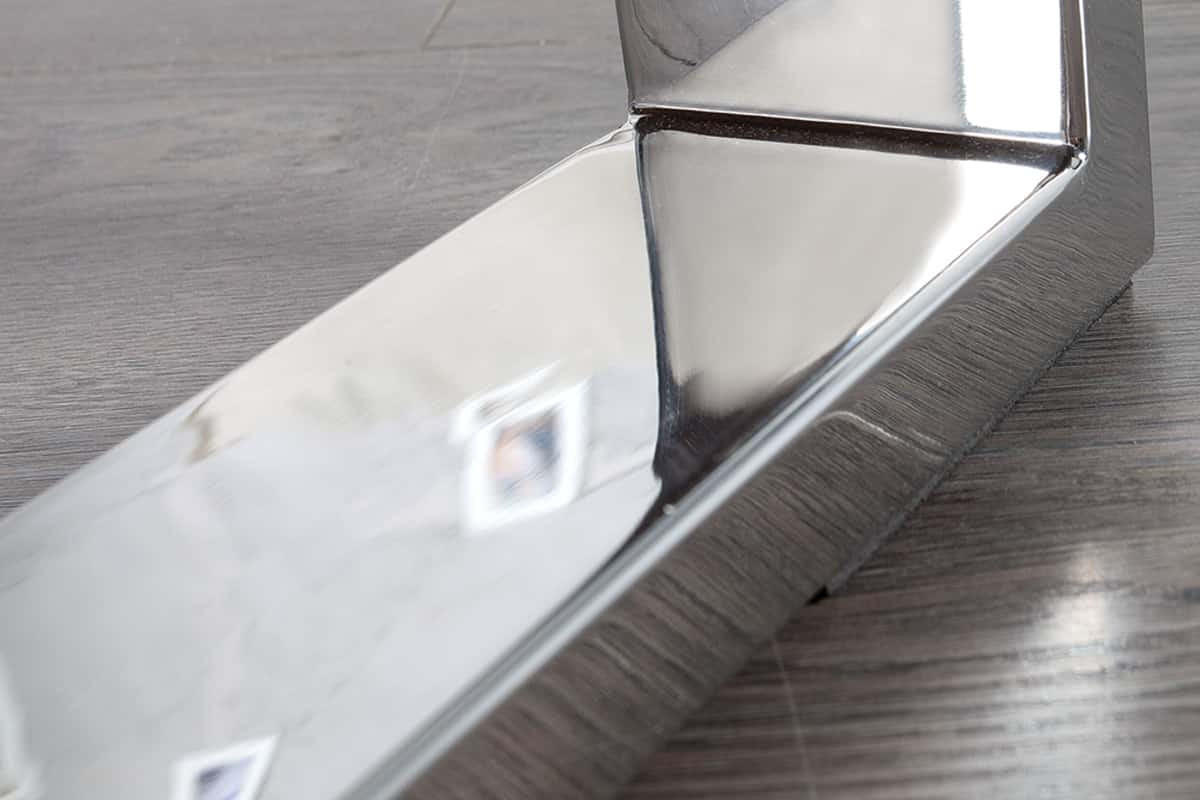 COUCHTISCH BARRACUDA Teakholz kufen Natur|Silber 110cm - Silberfarben/Goldfarben, Glas/Holz (60/110/40cm) - riess-ambiente