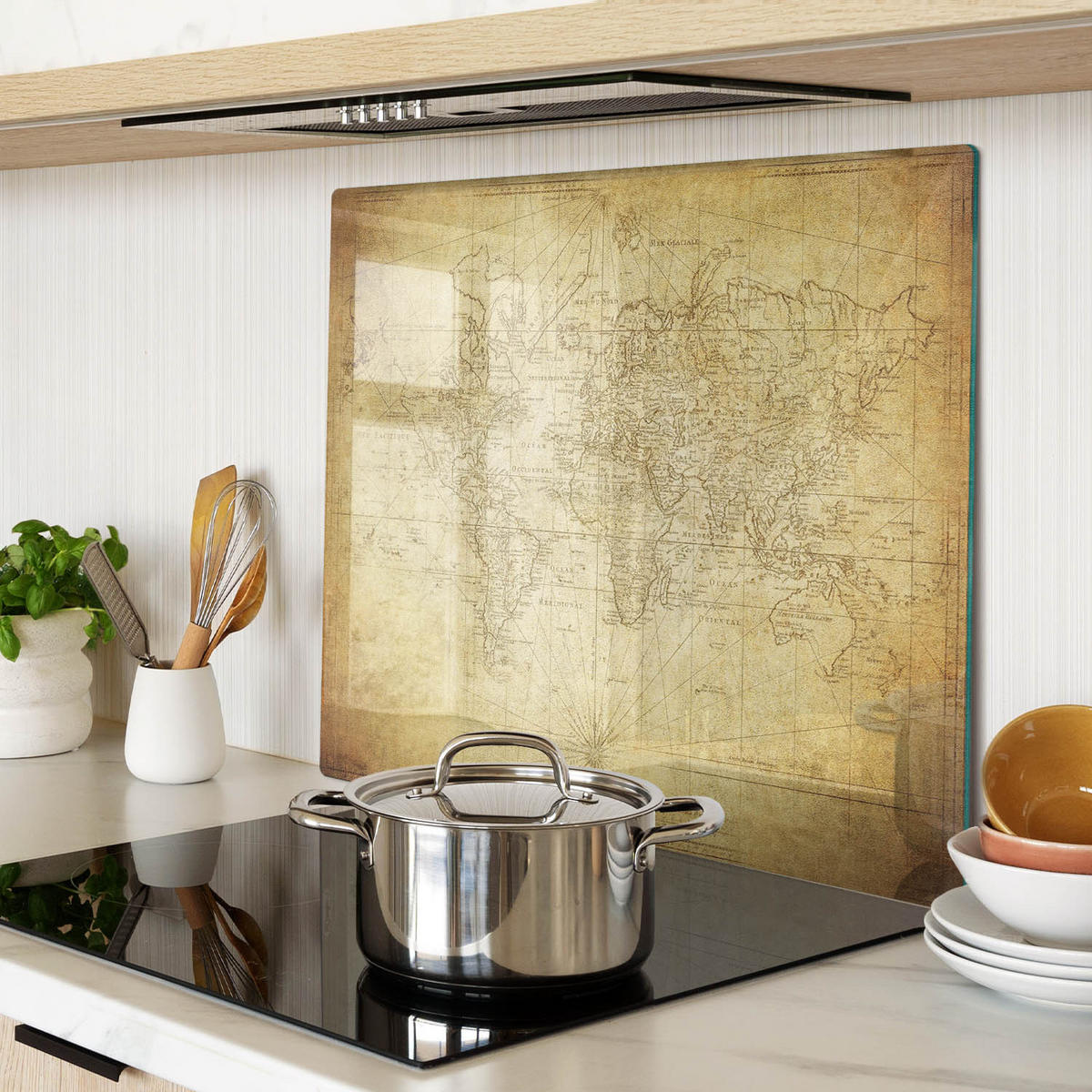 GLASPLATTE 60x52 cm Alte Weltkarte - Beige, Glas (60/0.4/52cm) - TULUP