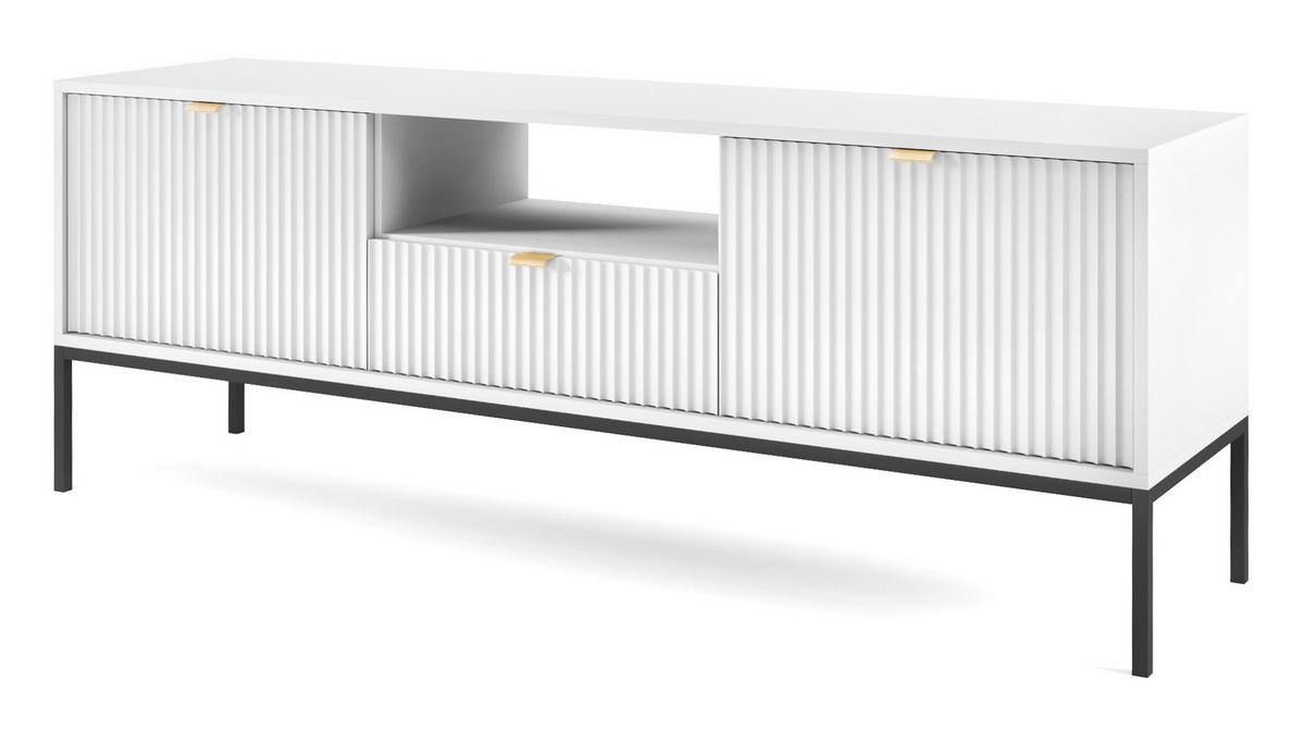 TV-SCHRANK Vellore Weiß 154 cm - Goldfarben/Schwarz, Holzwerkstoff/Metall (154/56/39cm) - Selsey