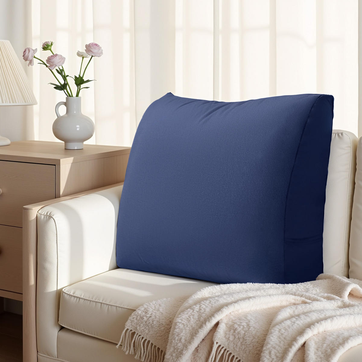 KEILKISSEN Ergonomisches Dunkelblau - Dunkelblau, Textil (13/60cm) - Vercart