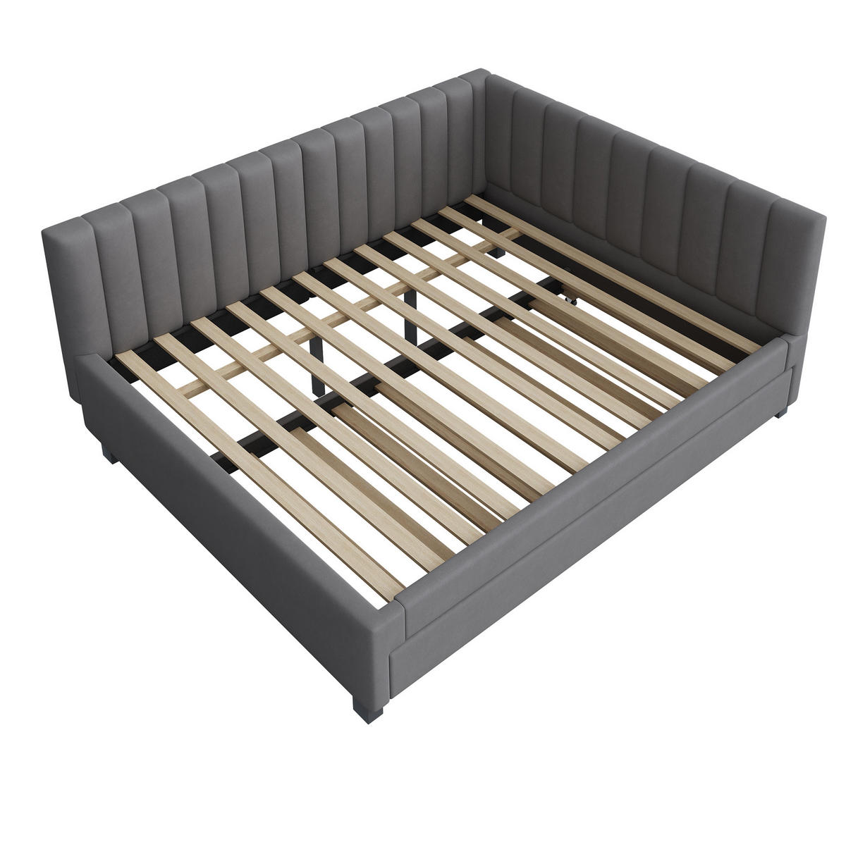 SCHLAFSOFA mit Ausziehbett und Lattenrost 140x200 cm Samt Grau - Grau, Holzwerkstoff (140/200cm) - Beauniv