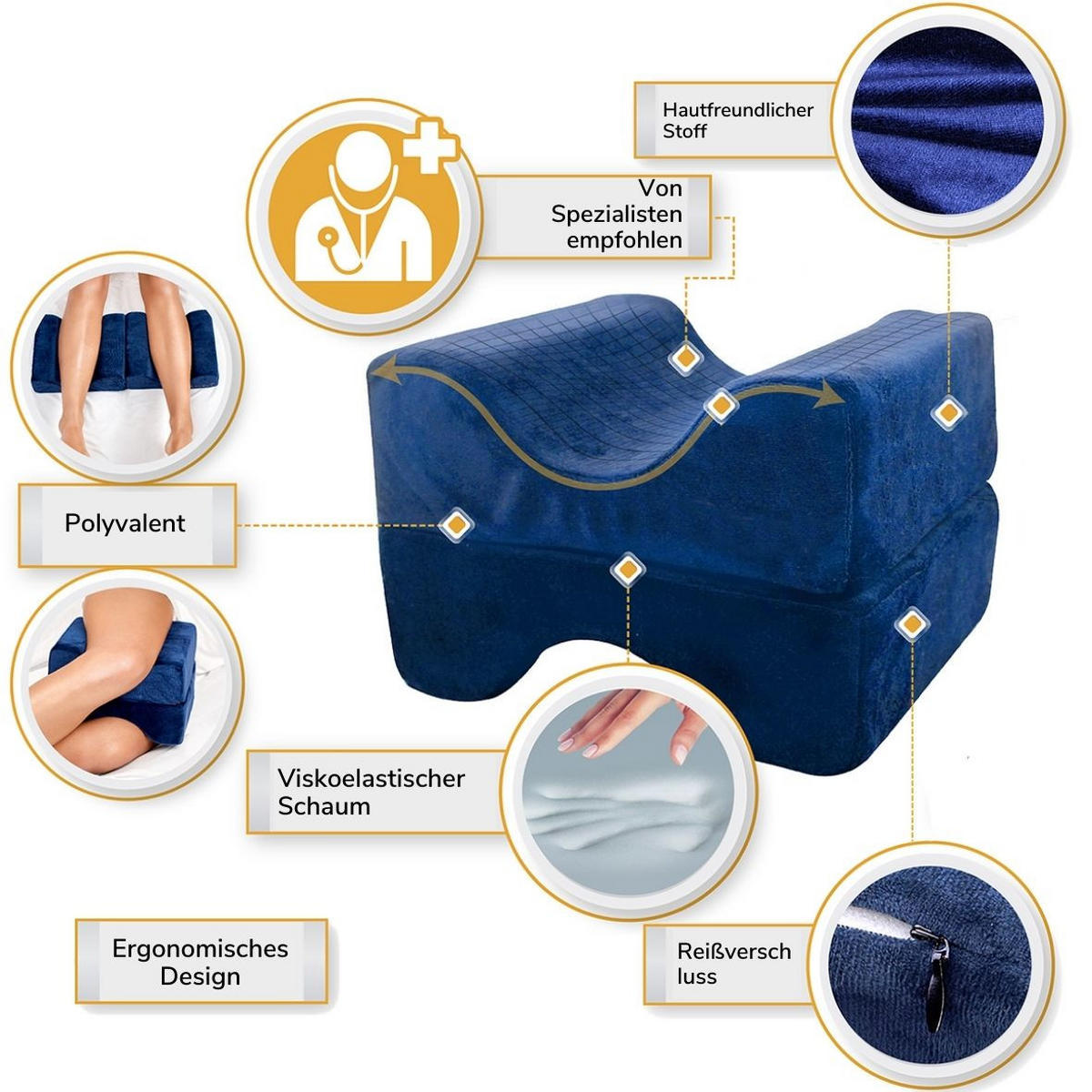 BEINABSTANDHALTER-KISSEN - Blau, Textil (20/25cm) - INPHYSIO