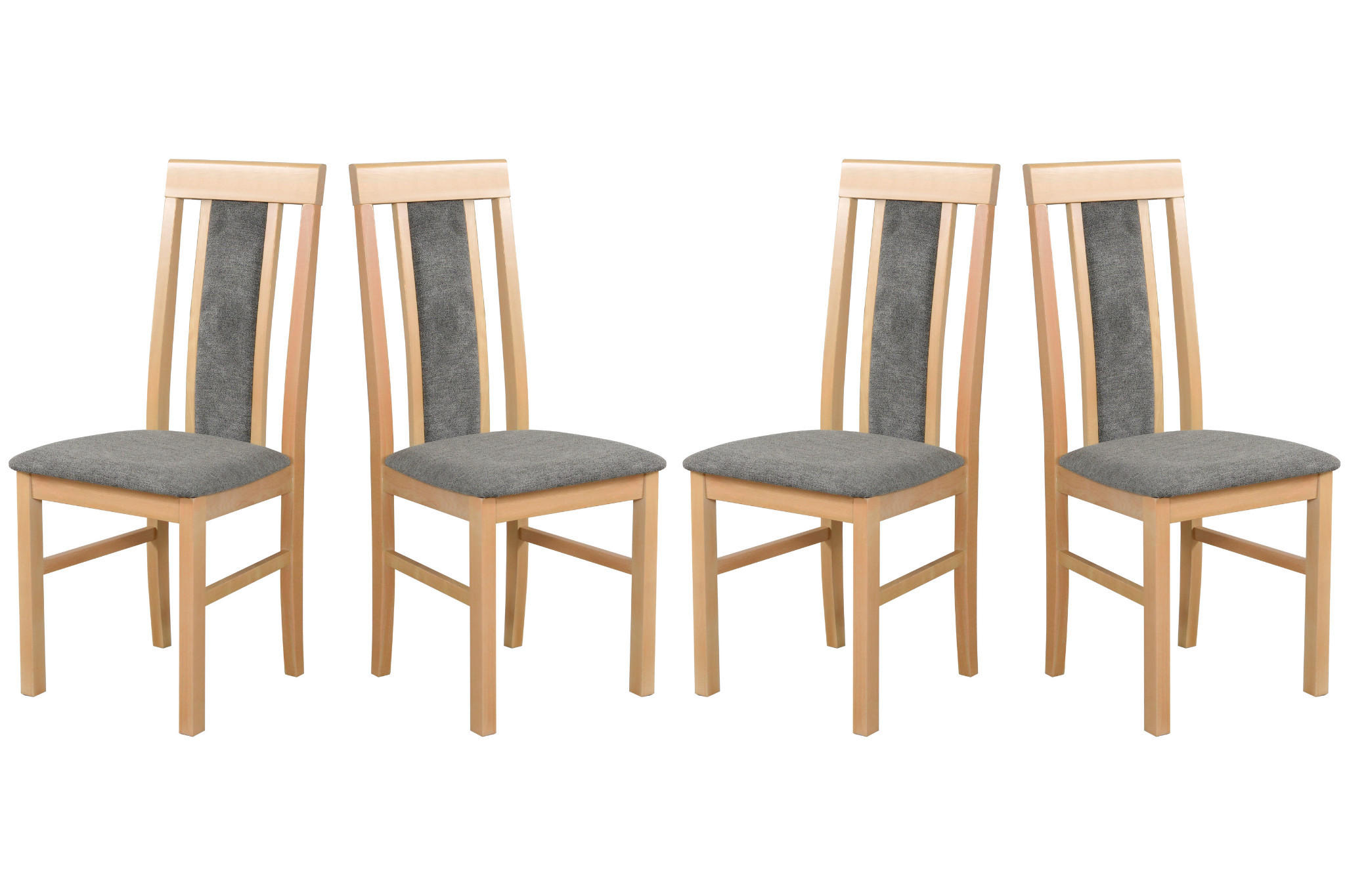ESSZIMMERSTUHL- Set 4x "Nilo 2", grandson, Aston 6 - Dunkelgrau/Birkefarben, Holz (43/94/40cm) - Leaf Design