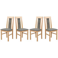 ESSZIMMERSTUHL- Set 4x "Nilo 2", grandson, Aston 6 - Dunkelgrau/Birkefarben, Holz (43/94/40cm) - Leaf Design