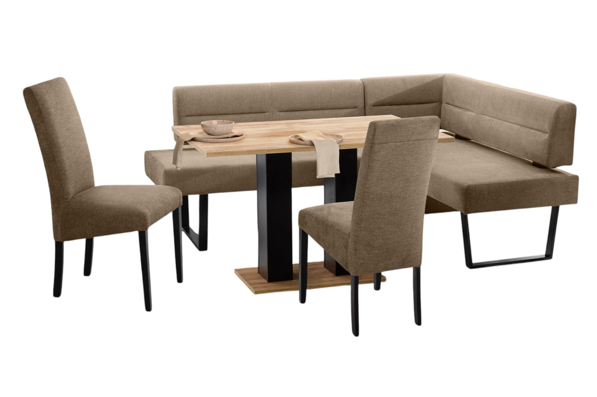 58aufmkessel Eckbankgruppe Schwarz, Braun 195x85x155 cm