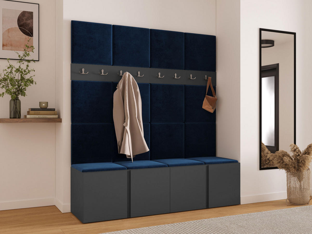 MOBILIER PENTRU HOL Orion V - albastru/grafit, material plastic/compozit lemnos (168/186/46cm) - MIRJAN24