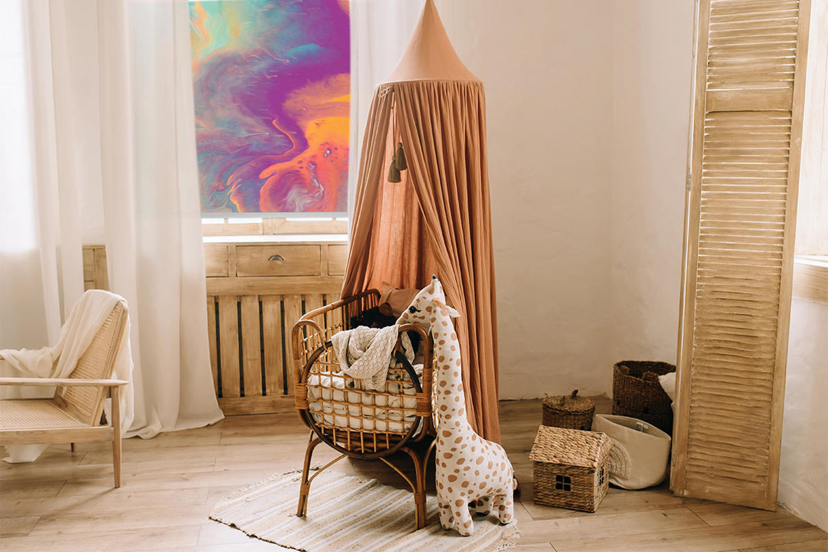 VNÚTORNÁ roleta - okenná roleta - roleta - 80x140 cm - Rozmazanie farby - modrá, plast (80/140/0.5cm) - TULUP
