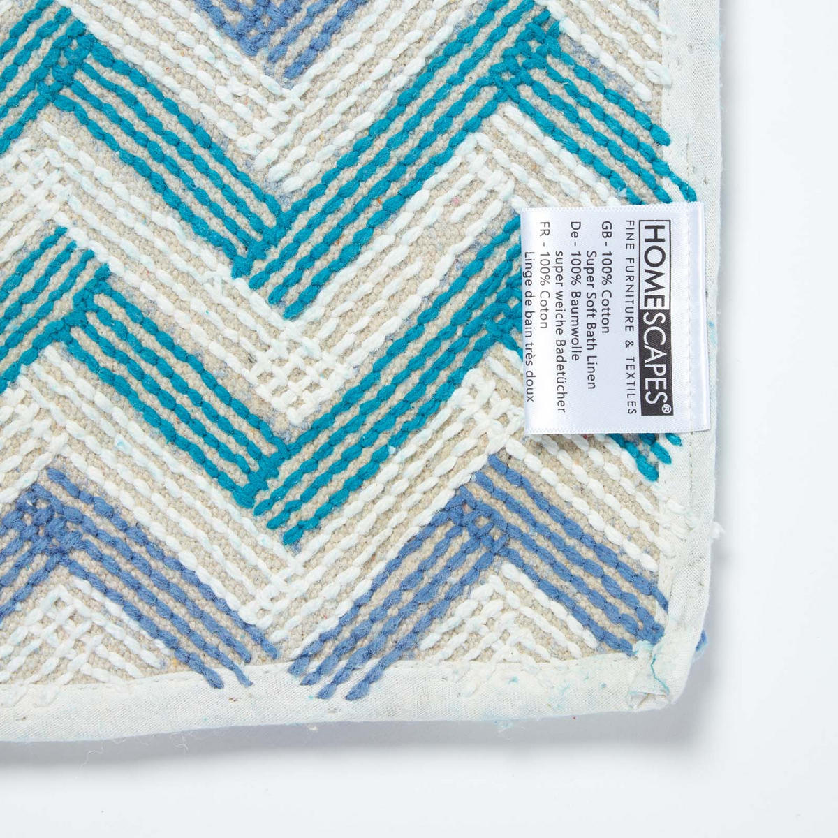 BADEMATTE 50/80 cm Chevron-Muster, Baumwolle - Blau, Textil (50/80cm) - Homescapes