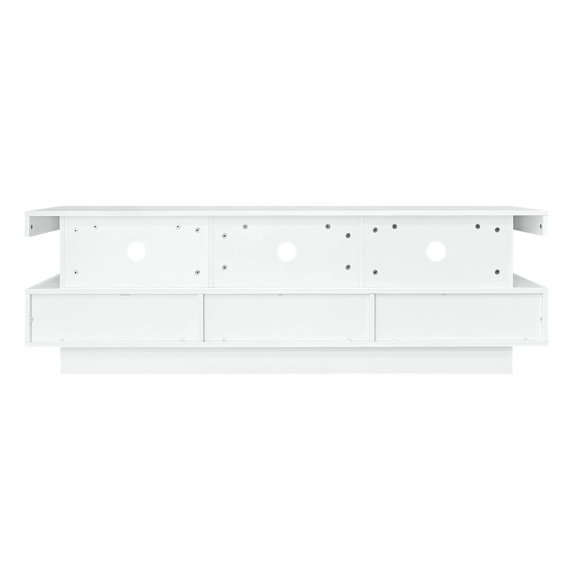 TV ormarić 160/38/50,5 cm bijeli od iverice s LED rasvjetom i 3 staklena pretinca - bijela, drvni materijal (160/50.5/38cm) - OKWISH