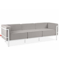 GARTENSOFA TRIGLO 3-Personen, Stahlrahmen, Modern, Weiß/Hellgrau - Hellgrau/Weiß, Textil/Metall (229/70/69cm) - KONSIMO®
