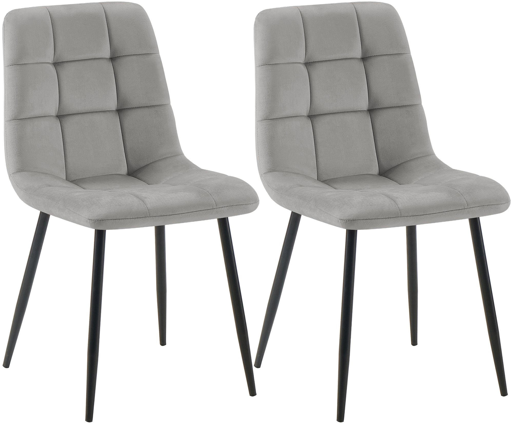 STUHL 2 Samt Grau - Schwarz/Grau, Textil/Metall (45/84/55cm) - CLP