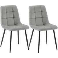 STUHL 2 Samt Grau - Schwarz/Grau, Textil/Metall (45/84/55cm) - CLP