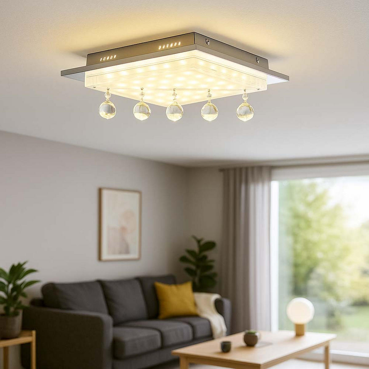 LED DECKENLEUCHTE SCALA Silber Metall - Silberfarben, Glas (40/40/14.5cm) - Esto