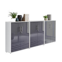 BÜROMÖBELSET 3-tlg. weiß / anthrazit Hochglanz - Anthrazit/Weiß, Holz (253.2/113.6/33cm)