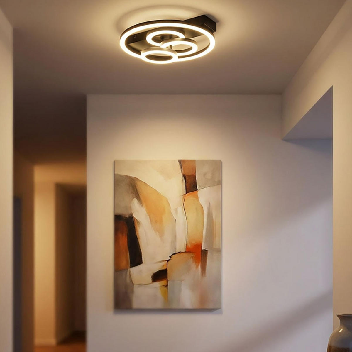 LED DECKENLEUCHTE Metall Schwarz Dimmbar Memory - Schwarz, Metall (35/33/8.8cm) - Globo Lighting