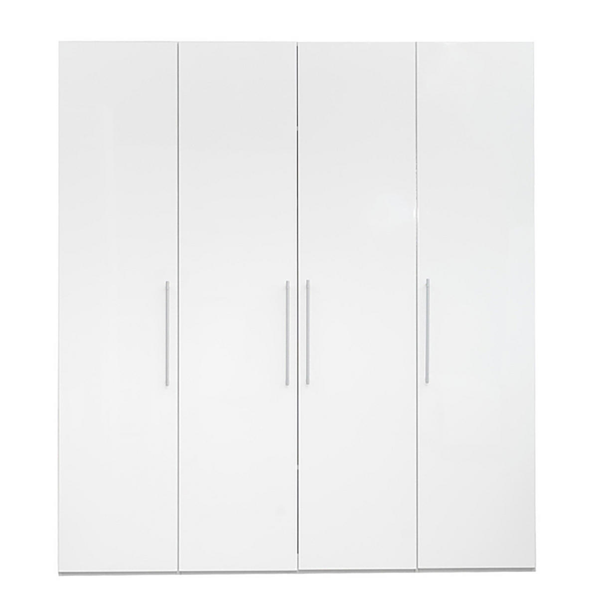 DREHTÜRENSCHRANK - Hochglanz Weiß / Weiß - Weiß Hochglanz/Silberfarben, Holzwerkstoff/Metall (195/218/60cm) - home24