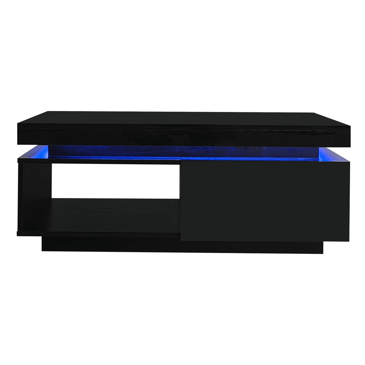 TV-SCHRANK & Couchtisch schwarz mit Hochglanzverkleidung und App-gesteuerter LED-Beleuchtung - Schwarz, Holzwerkstoff (181/38/38cm) - Luhomfu