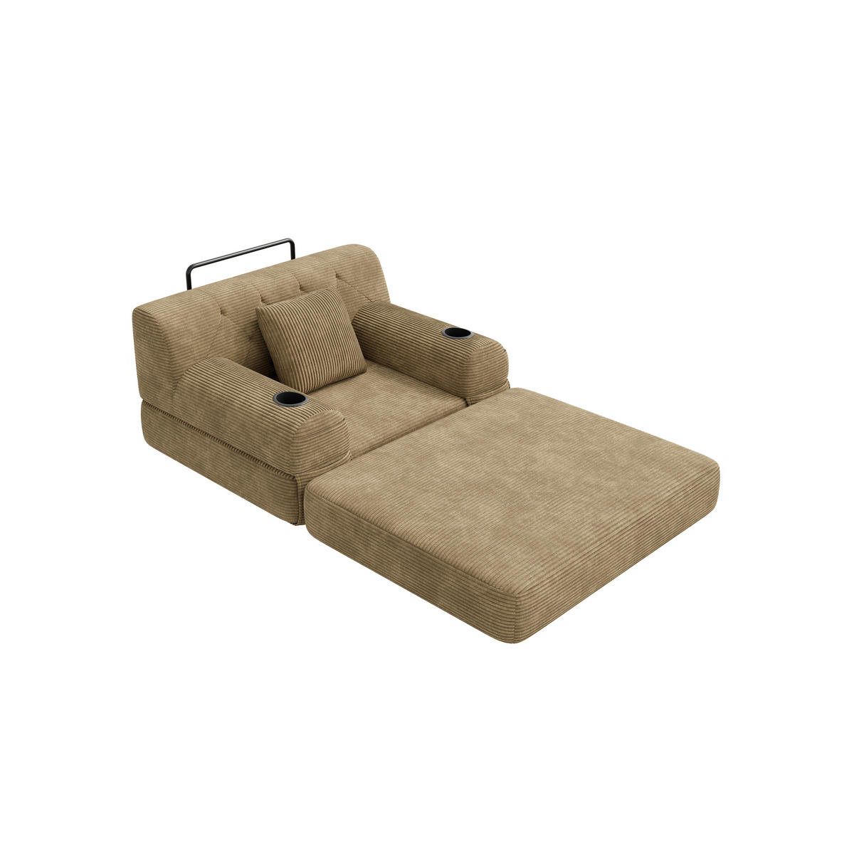 SCHLAFSESSEL Cord komprimiert, DE-42543, Khaki - Sandfarben, Metall (107/81/80cm) - ComfortXL
