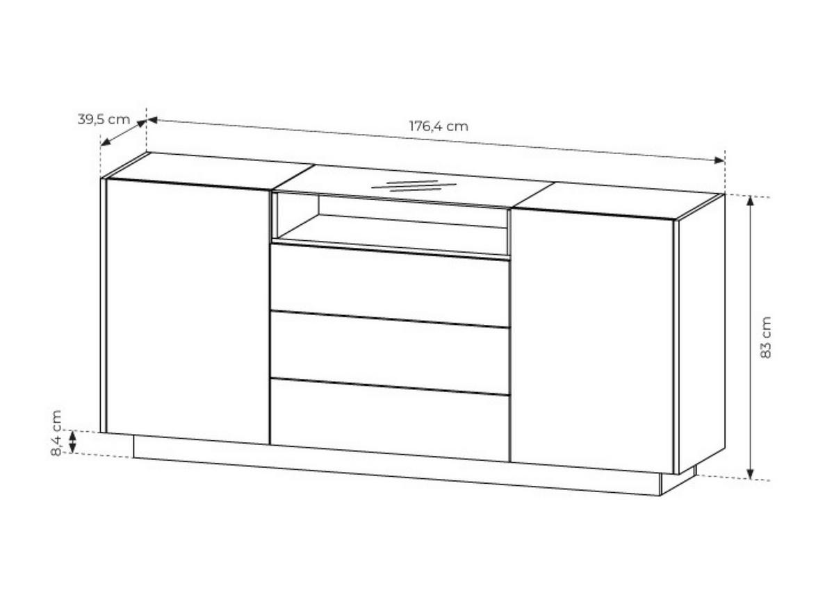 KOMMODE PORTA 176,4/83/39,5cm mit 3 Schubladen 2 Türen Beige - Eichefarben/Beige, Holzwerkstoff (176.4/83/39.5cm) - MASSENO