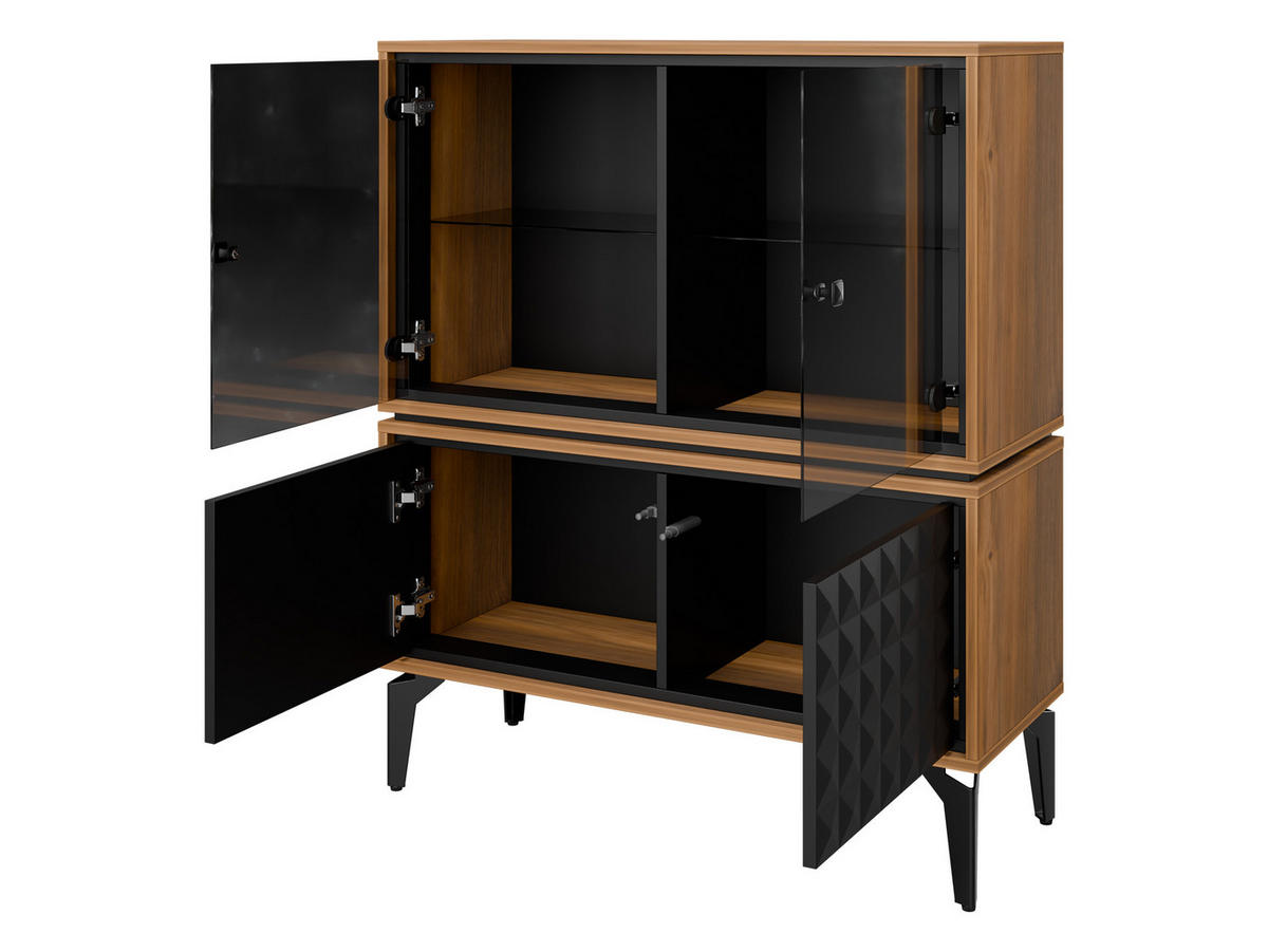 VITRINE Ella 102 - Schwarz/Braun, Holzwerkstoff/Metall (103/122/40cm) - MIRJAN24
