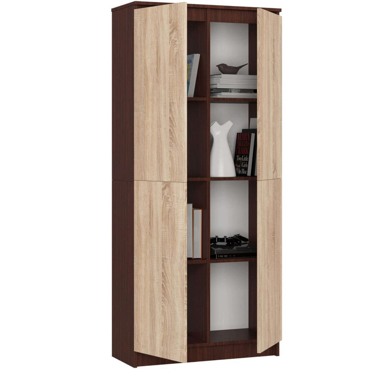 STANDREGAL Dunkelbraun, Eiche Sonoma 180/80/35 - Dunkelbraun, Holzwerkstoff (80/180/35cm) - RAUMHIRSCH FURNITURE