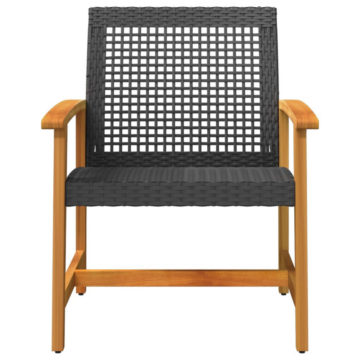 GARTENSTÜHLE 2er Set Schwarz Poly Rattan Und Akazienholz - Schwarz, Kunststoff (63/80/64cm) - vidaXL