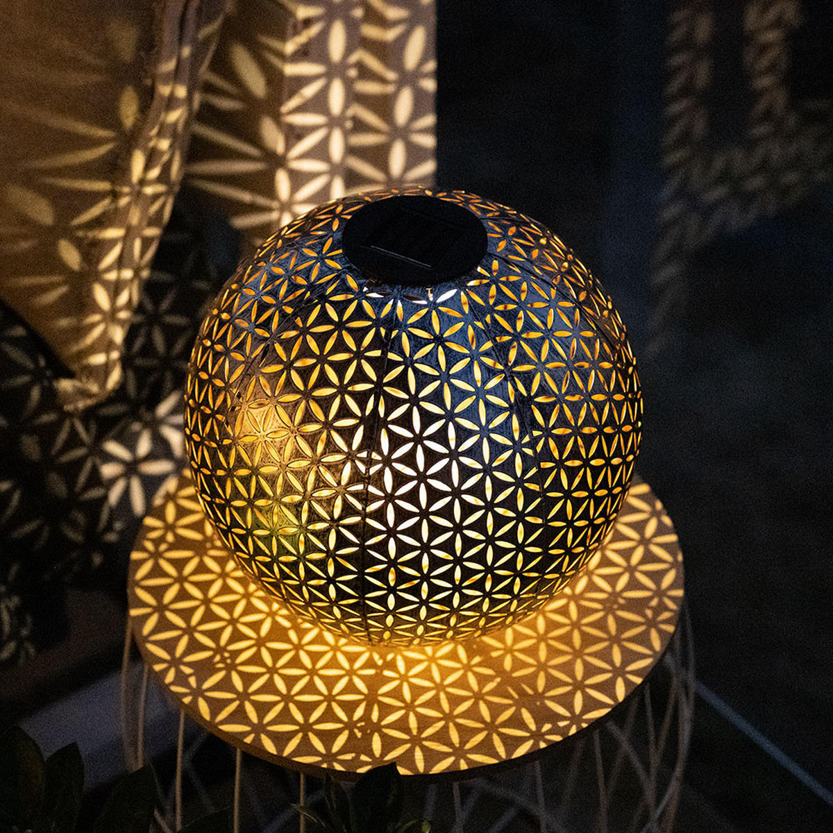 LED AUSSENLEUCHTE Kugel Silber-Grau Gold - Silberfarben, Metall (27/27/38cm) - Globo Lighting