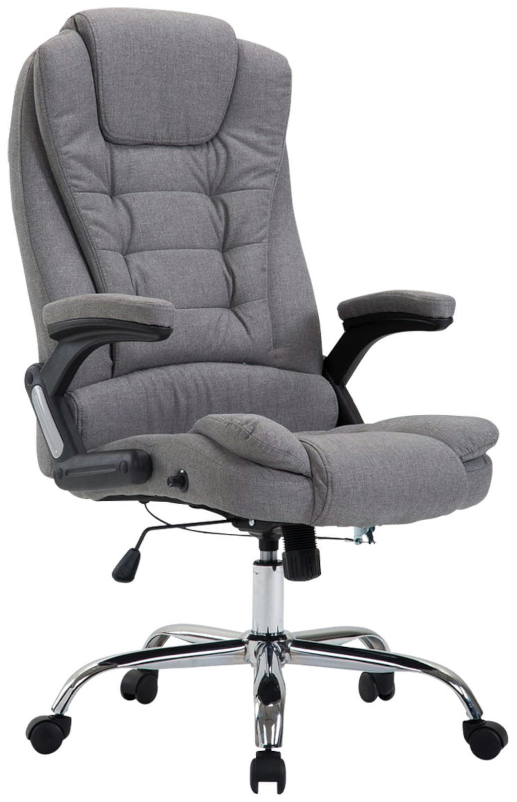 CHEFSESSEL Stoff grau - Chromfarben/Grau, Textil/Metall (69.5/113/78cm) - CLP