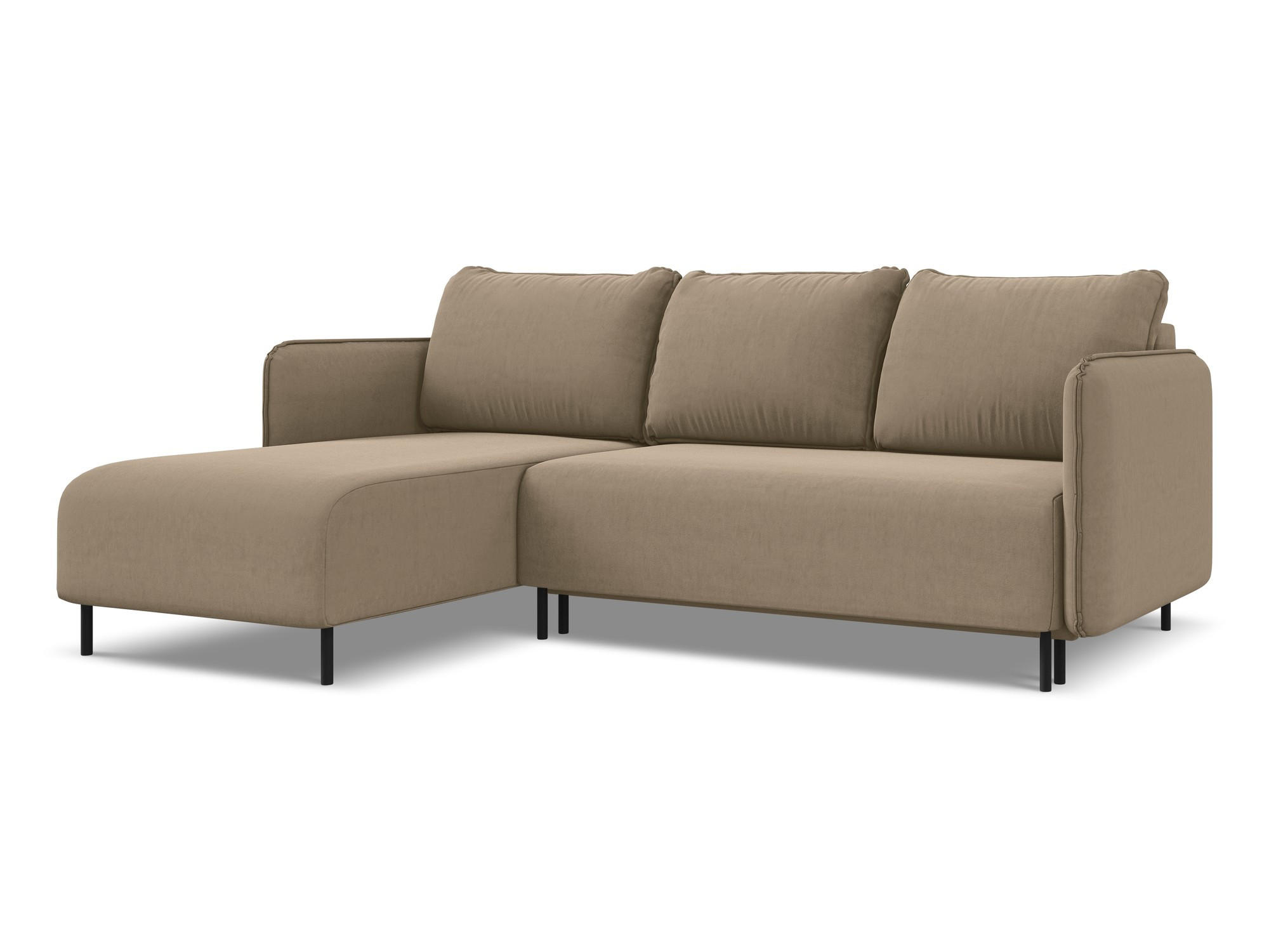 ECKSOFA mit Schlaffunktion Samt Stoff Beige - Beige/Creme, Holz/Textil (162/236cm) - Makamii