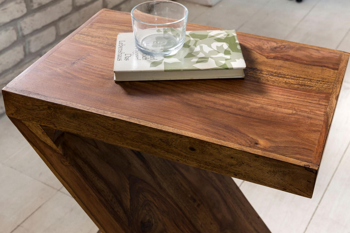 BEISTELLTISCH Massivholz Z-Form Handgefertigt, Braun 44x30x59 cm - Braun, Holz (30/44/59cm) - KADIMA DESIGN