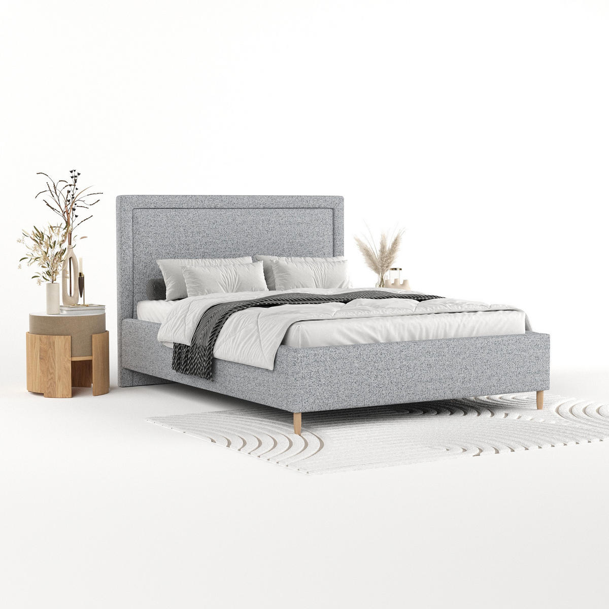 POLSTERBETT Vega 160/200 cm Grau im Riva Stoff - Naturfarben/Grau, Holz/Holzwerkstoff (160/200cm) - AltaBeds