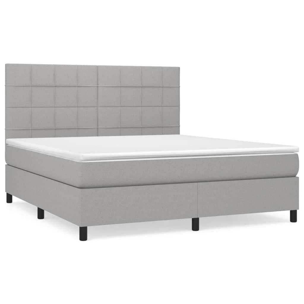 BOXSPRINGBETT Mit Matratze Hellgrau 160/200 Cm Stoff - Weiß, Textil (160/200cm) - vidaXL