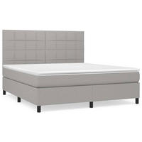 BOXSPRINGBETT Mit Matratze Hellgrau 160/200 Cm Stoff - Weiß, Textil (160/200cm) - vidaXL