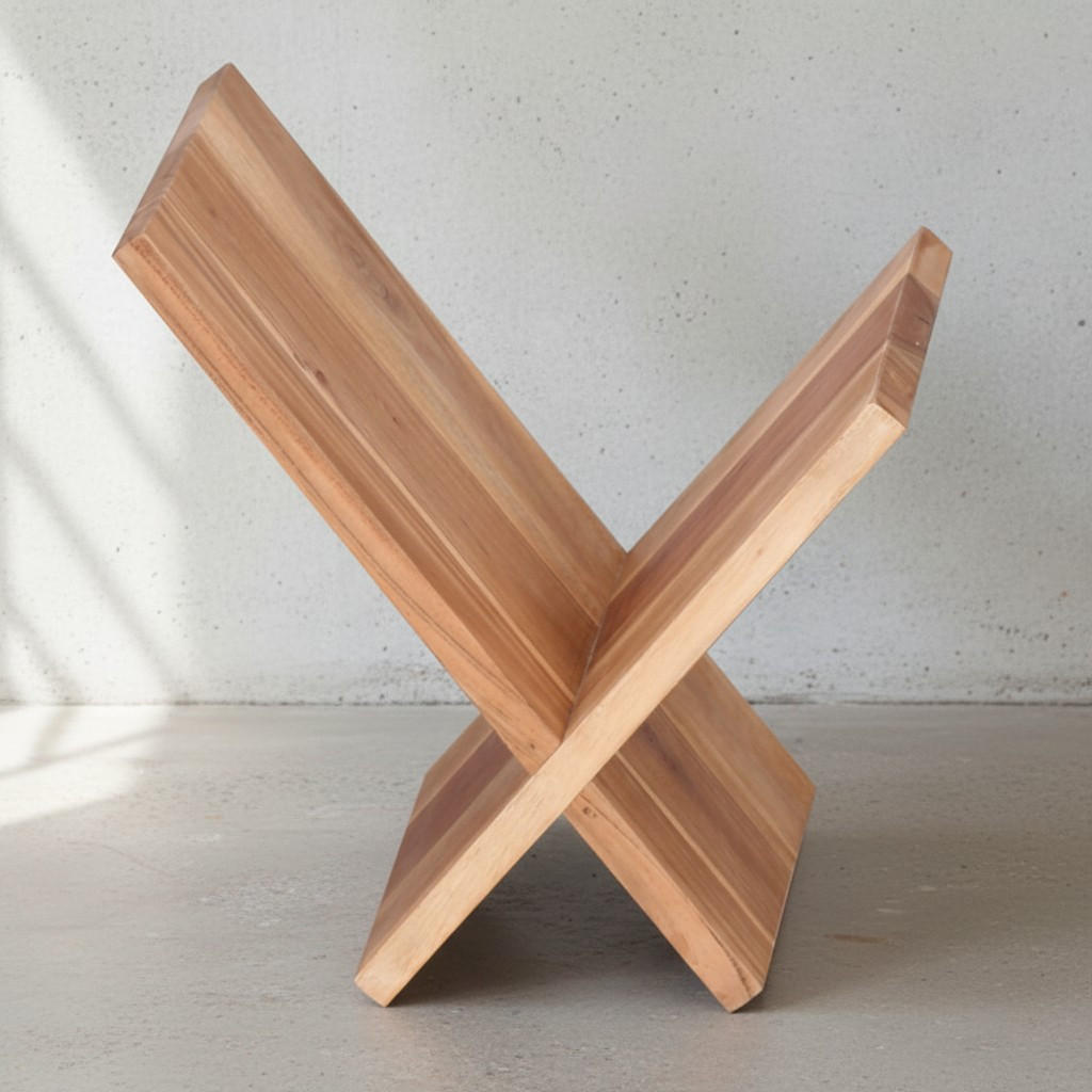 ZEITUNGSSTÄNDER Massivholz Handgefertigt X-Form, Beige 29x28x31 cm - Beige/Braun, Holz (29/31/28cm) - KADIMA DESIGN