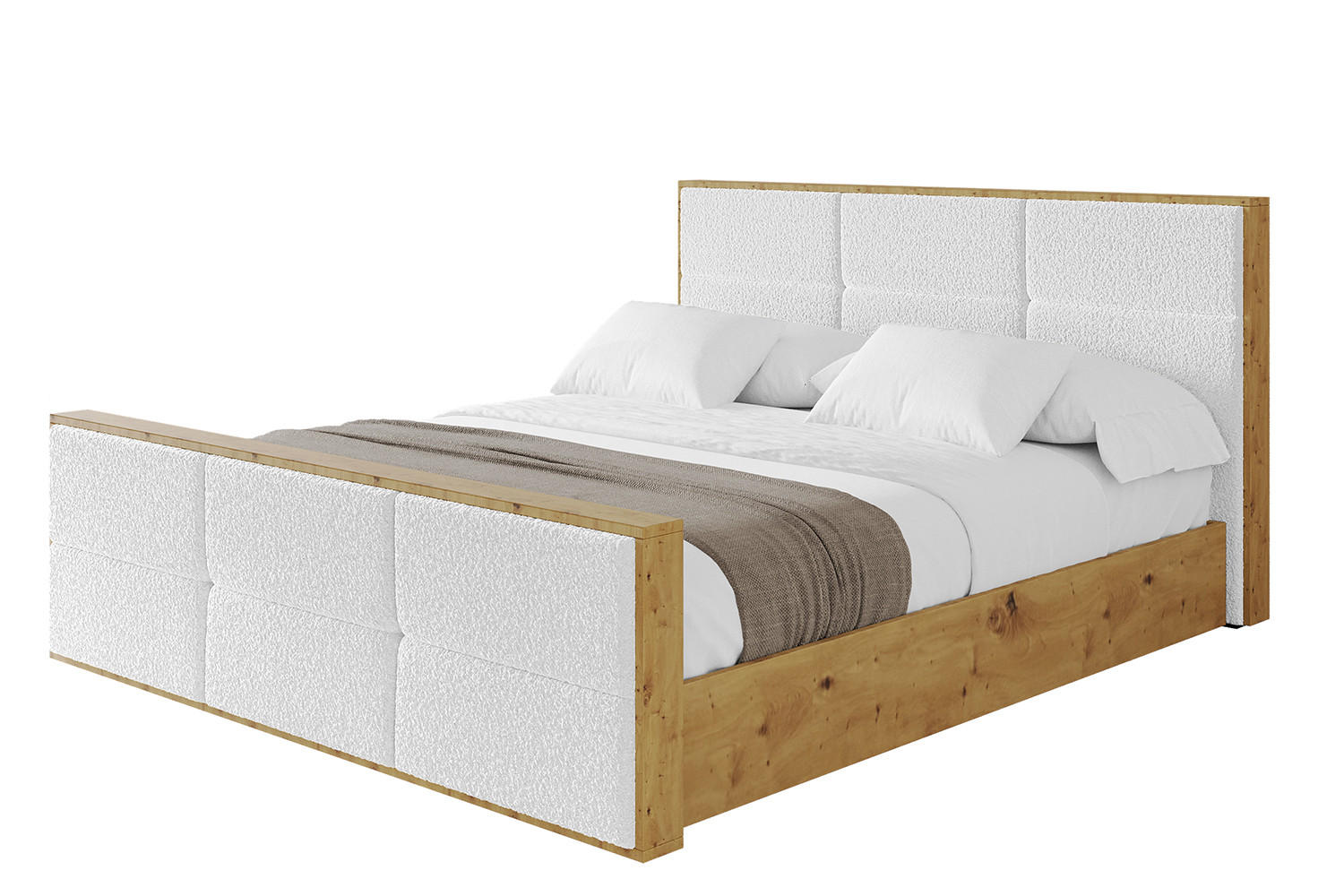 POLSTERBETT mit Bettkasten, Fußteil und Lattenrost, Boxbett mit Matratze H3/H4 - ENZO1-Z 180x200 Weiß - Weiß, Holzwerkstoff/Textil (180/200cm) - ALTDECOR