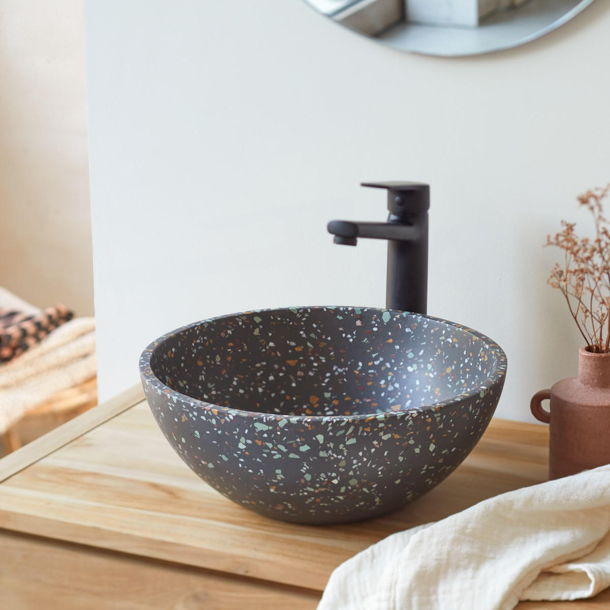 WASCHBECKEN Micha Multicolor aus Terrazzo - Multicolor, Stein (36/15/36cm) - Tikamoon