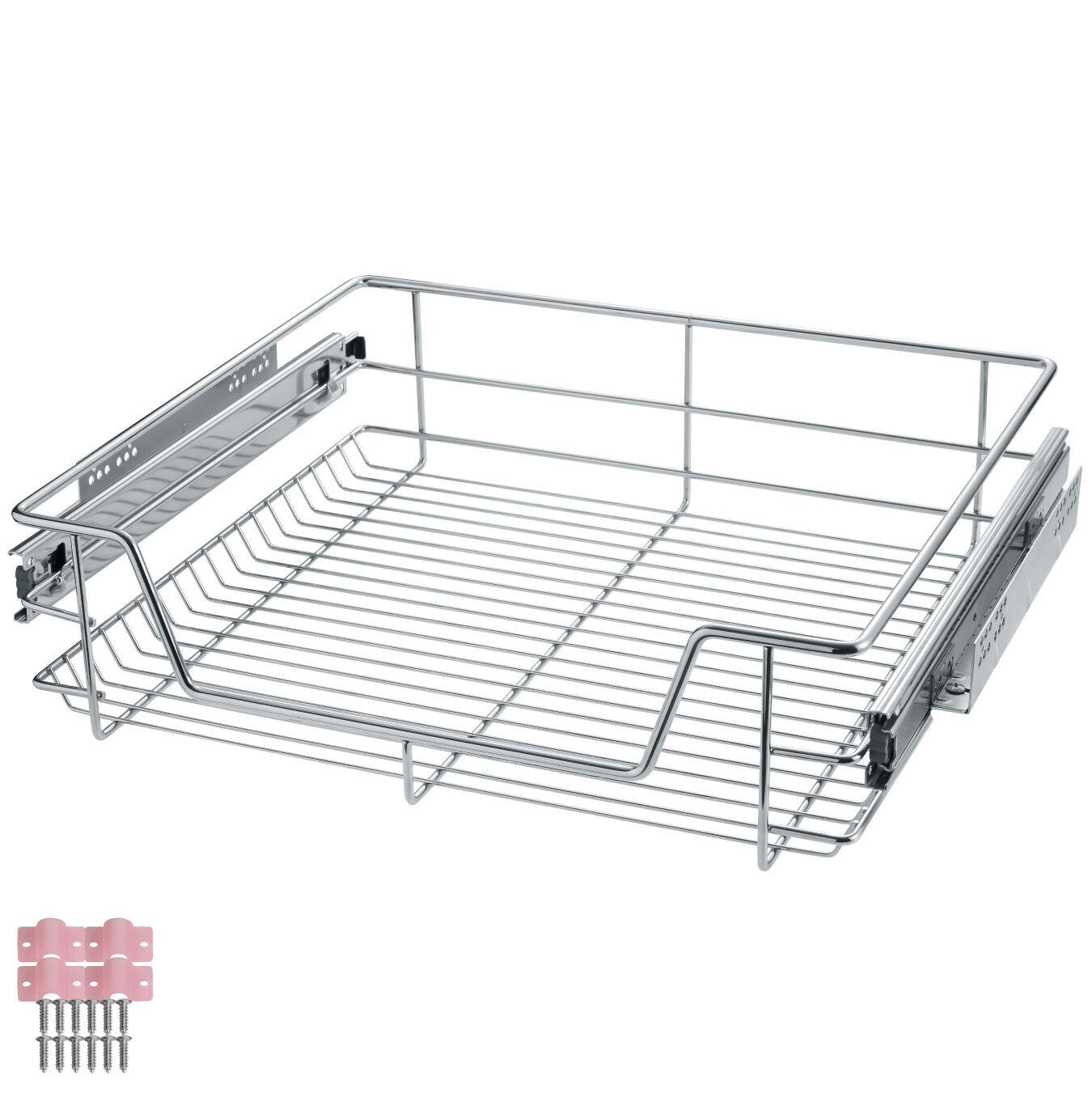 TELESKOPSCHUBLADE ,einfache Montage,grau - Grau, Metall (57/14/44cm) - tectake