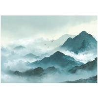 FOTOTAPETE Gebirge Nebel Grün 200x140 cm - Multicolor, Papier (200/140cm) - Wallarena