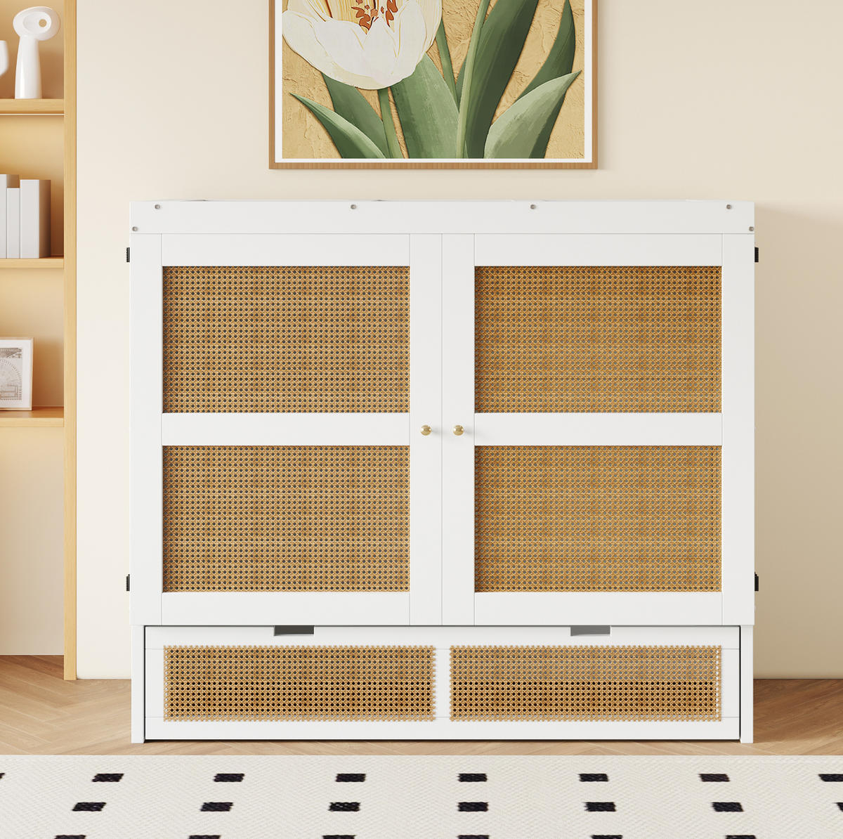 SCHRANKBETT 140/200 cm Weiß mit Stauraum und Schubladen - Weiß, Holz (140/200cm) - MIVRAY
