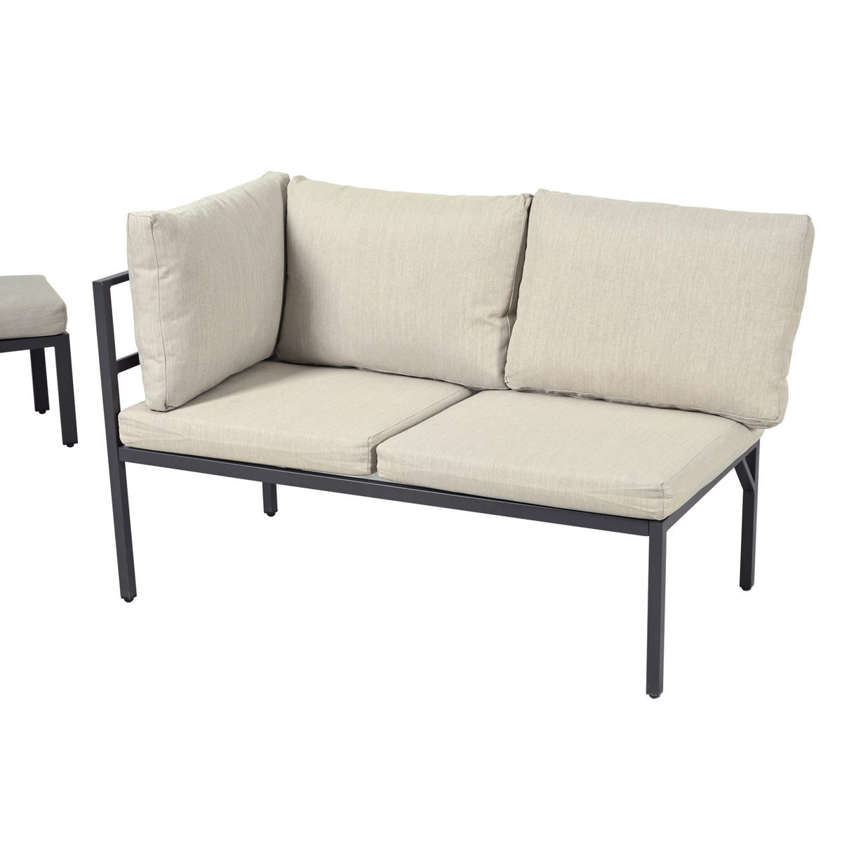 GARTENSET 182x207x69cm grau aus Stahl, spritzwassergeschützt - Grau, Textil - Modfu