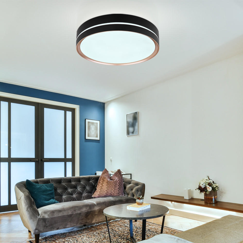 LED DECKENLEUCHTE Manni Schwarz Metall - Schwarz, Metall (40/40/6.5cm) - Globo Lighting