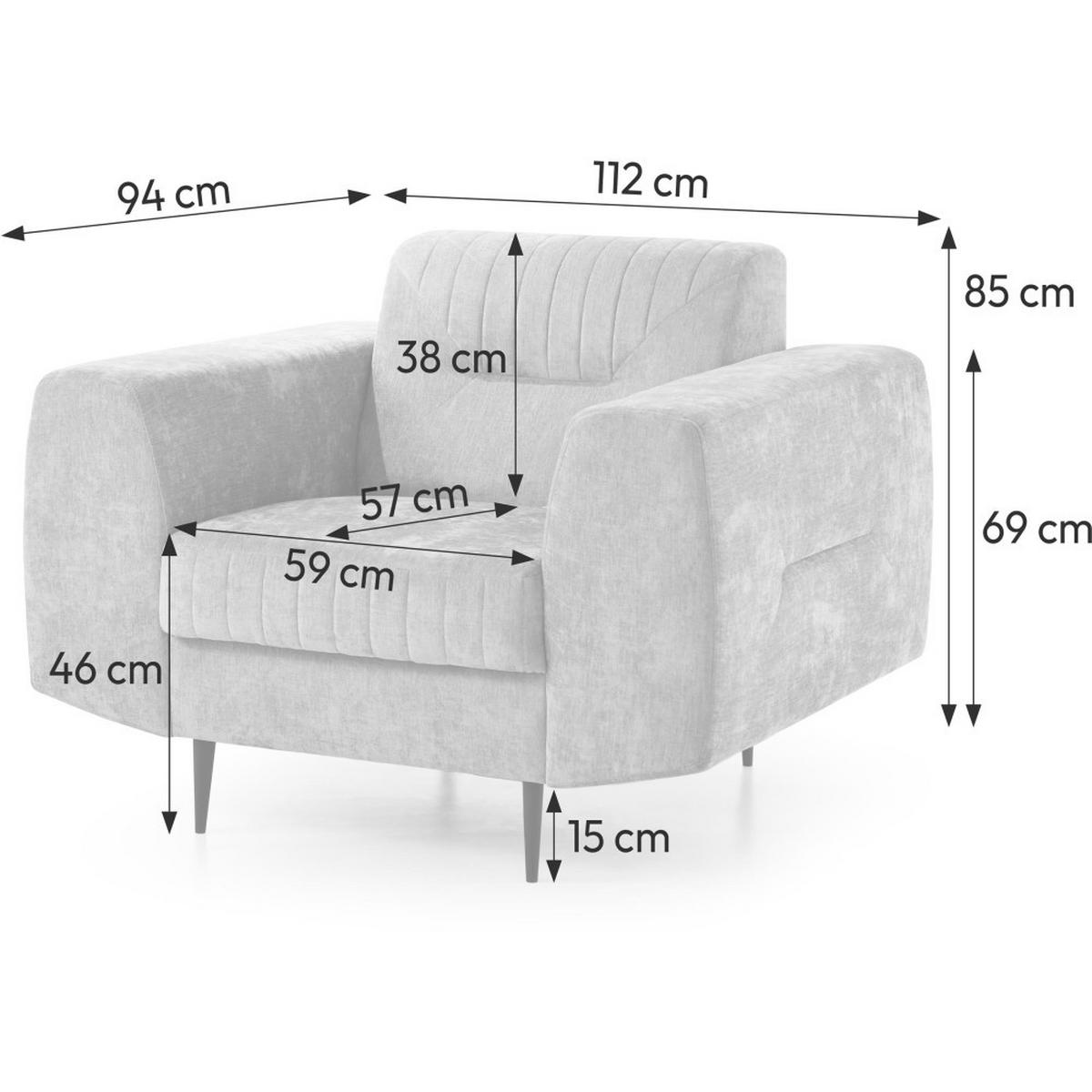 SITZGARNITUR Venezia mit Metallbeinen, hellgrau - Hellgrau/Schwarz, Holzwerkstoff/Metall (233/85/94cm) - Beautysofa