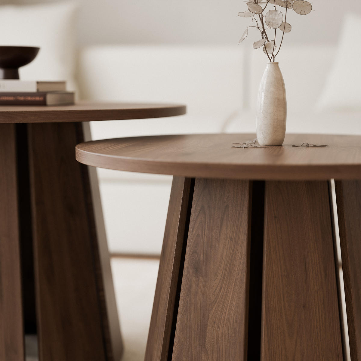 COUCHTISCH-SET VERDA, 2-teilig, Farbe Okapi Nuss, Ø 57/67 cm - Nussbaumfarben, Holz (67/67/57cm) - Idohome