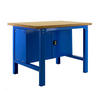 WERKBANK BUFFALO WOOD mit Schrank | HxBxT 87x180x75cm | Traglast 600kg | Blau - Blau, Metall (180/87/75cm) - PROREGAL