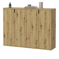 KOMMODE Eiche Artisan 122 cm, Schuhschrank mit 12 Fächern - Schwarz/Eiche Artisan, Holzwerkstoff/Metall (122/99/34cm) - Inn.Furn