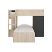 ETAGENBETT - 2 Personen - Holz, Platte - Anthrazitgrau, Naturfarben Hell - - Anthrazit/Naturfarben, Holz (90/190cm) - Vente-Unique