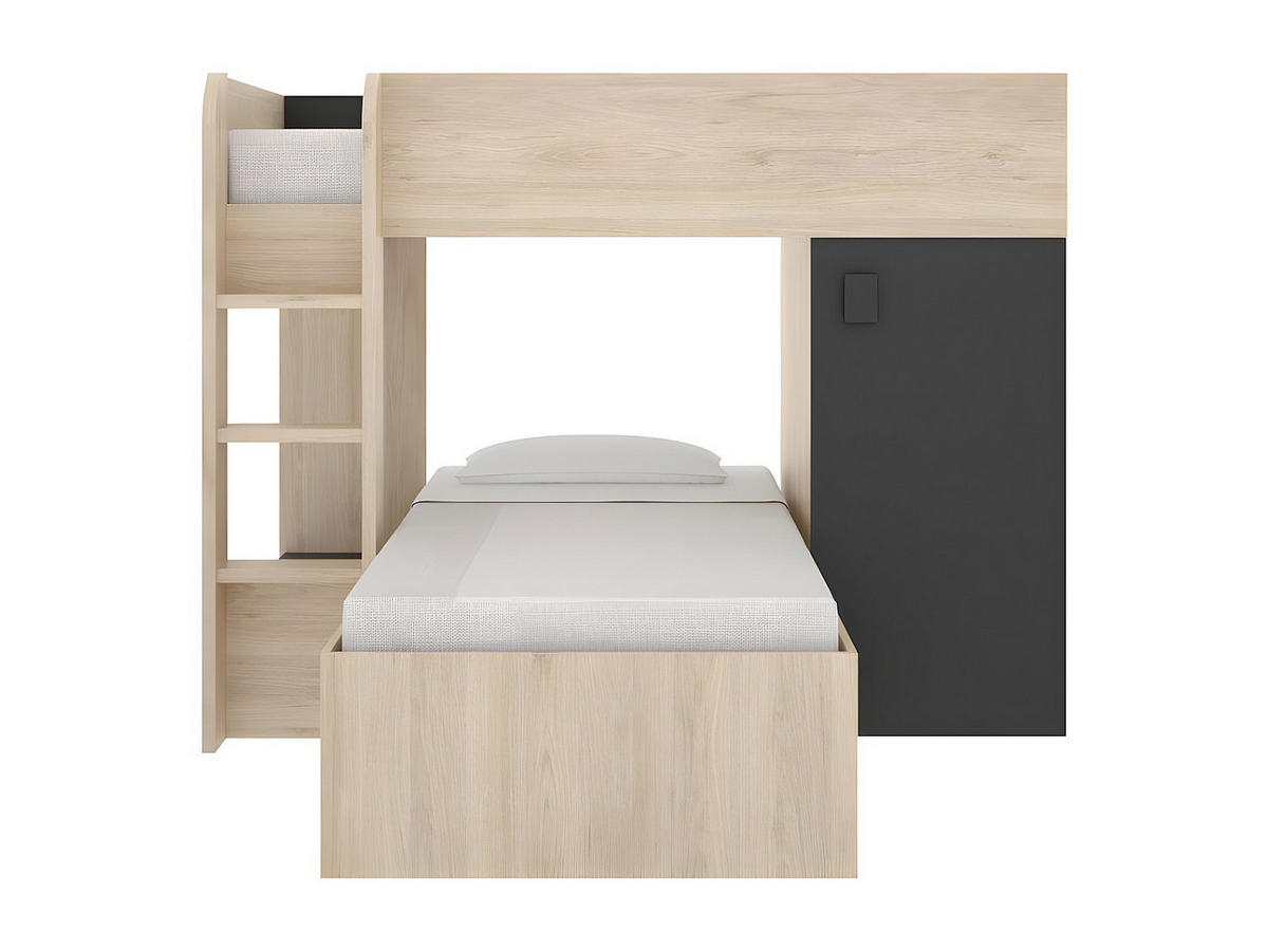 ETAGENBETT - 2 -Sitzer - Holzspan - anthrazitgrau, naturfarben hell - RICARDO - Anthrazit, Holz (111/255cm) - Vente-Unique