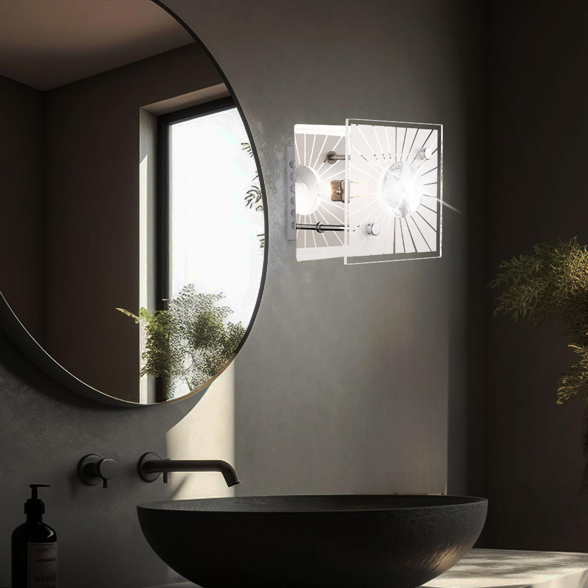 LED WANDLEUCHTE Metall Silber Kristalloptik - Silberfarben, Glas (11/10/11cm) - Globo Lighting