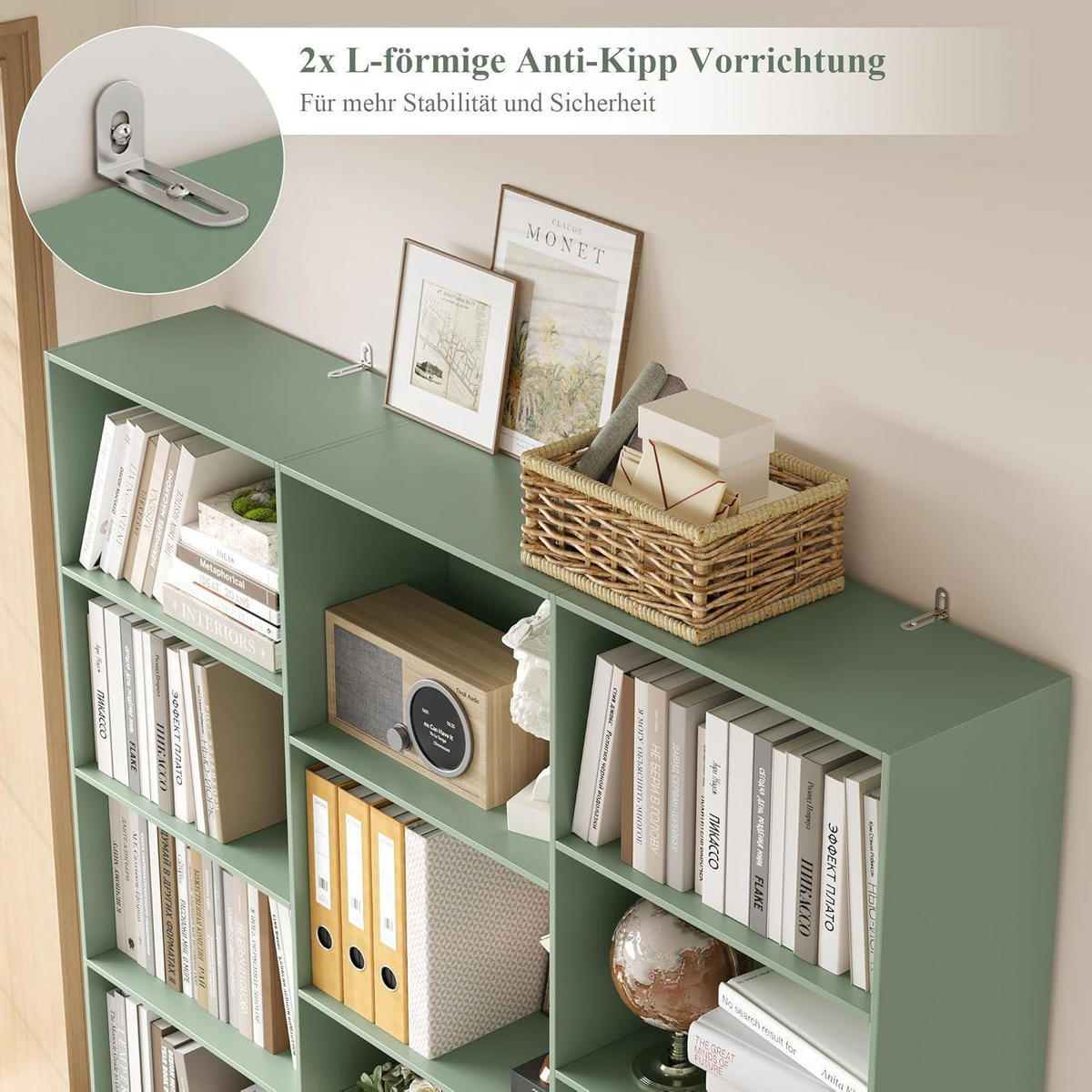 BÜCHERREGAL 188 cm grün - Grün, Holzwerkstoff (149/188/23.5cm)